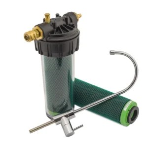 Untertisch-Wasserfilter Aqua Vita Basic WM Sparset mit Aktivkohlefilter und separatem Edelstahl-Wasserhahn zur Reinigung von Leitungswasser.